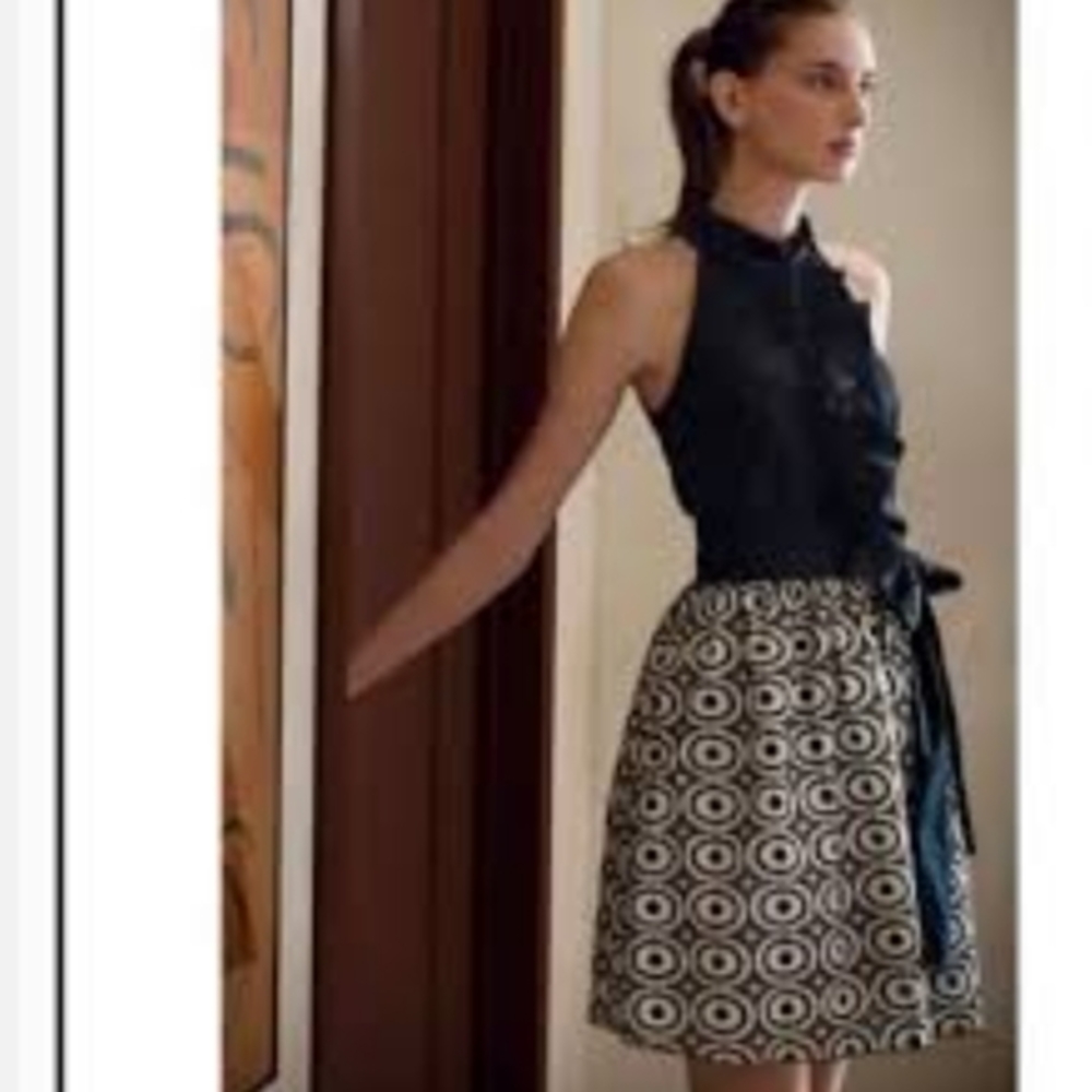 Weston Wear Anthropologie Halter A-line Black White Dress Size 8